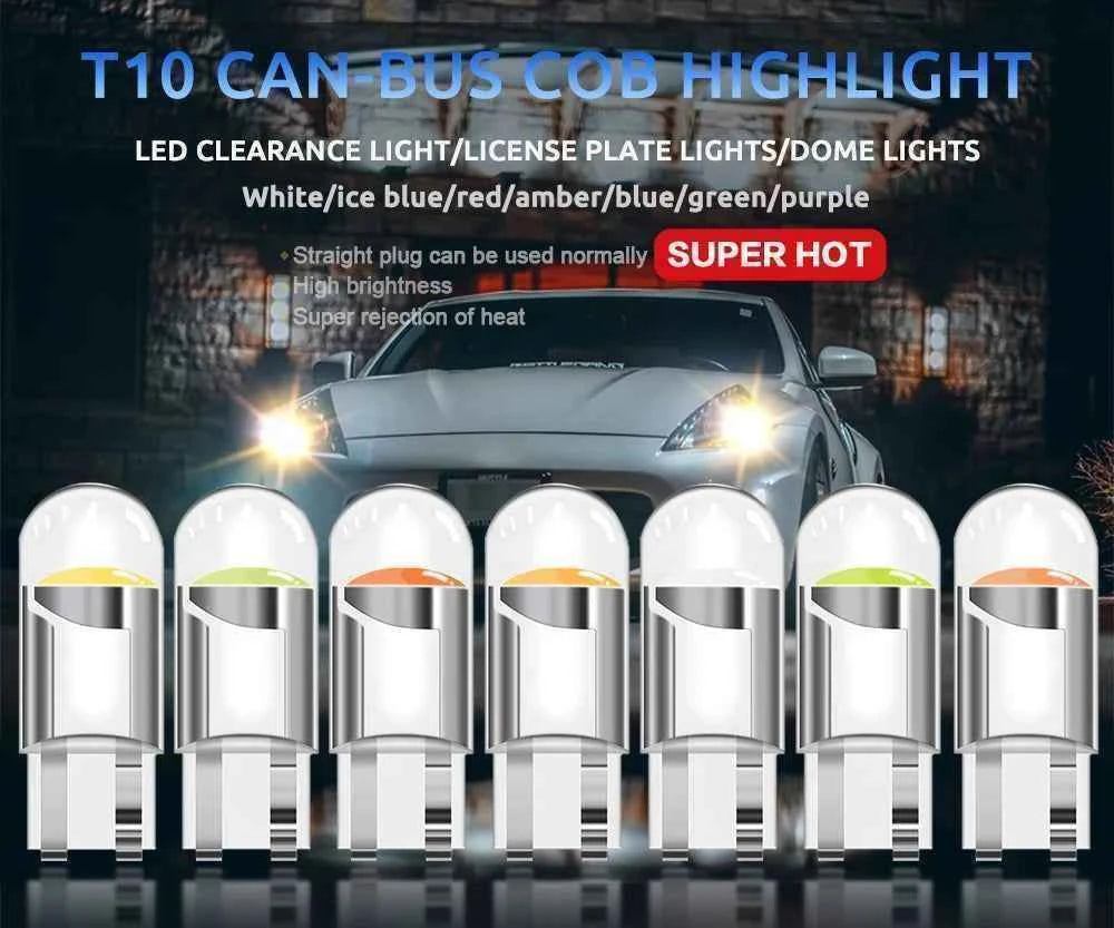 Clearance_10PCS W5W Led T10 WY5W LED Bulbs Car Light COB Car Wedge Parking Lights Auto License Plate Lamps Dome Read Lights_Cont
