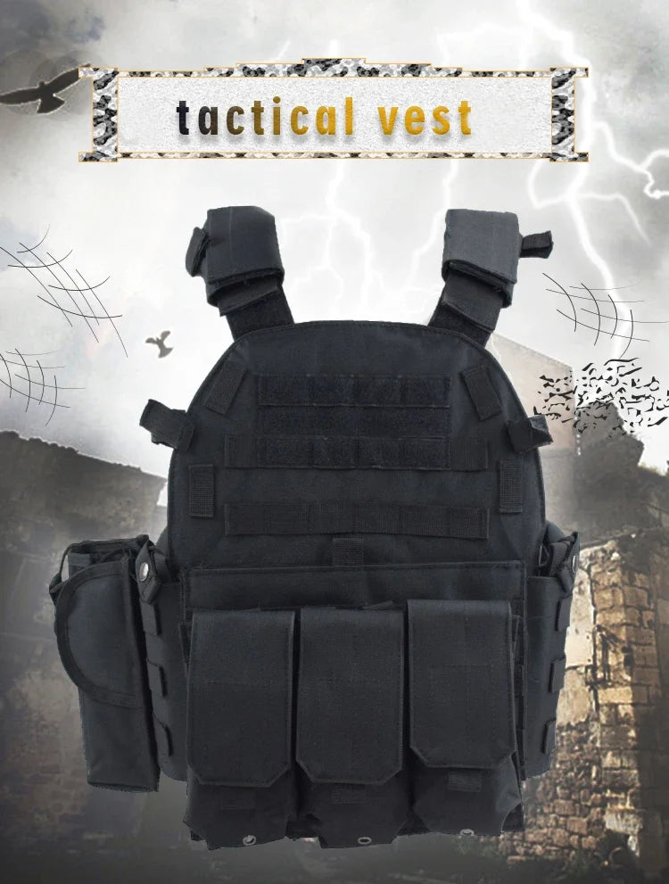 6094 Military Tactical Vest Body Armor Combat Army CS Gear Hunting Plate Carrier Airsoft Accessories Wargame Pouch Molle Vest