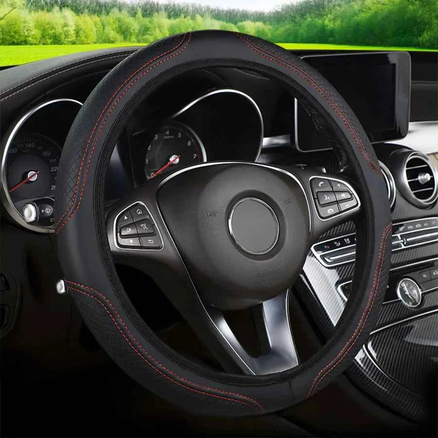 The car steering wheel cover has no inner ring Steering Wheel Cover Anti Slip Breathable  Cover Universal Microfiber Leather
