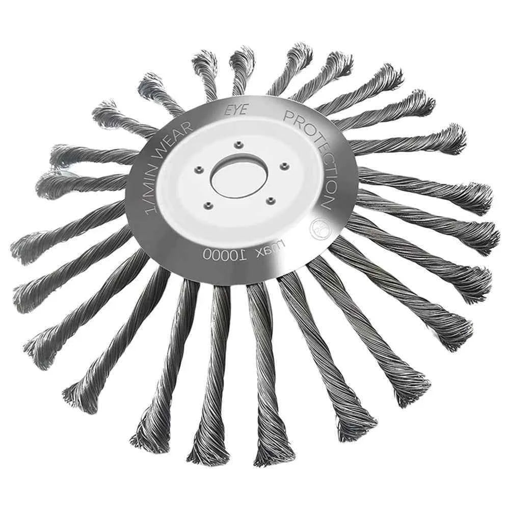 10 Inch Steel Wire Wheel Brush Universal Garden Grass Trimmer Head Removal Rust Weed Brush Cutter Head Lawn Mower Brush Cutter