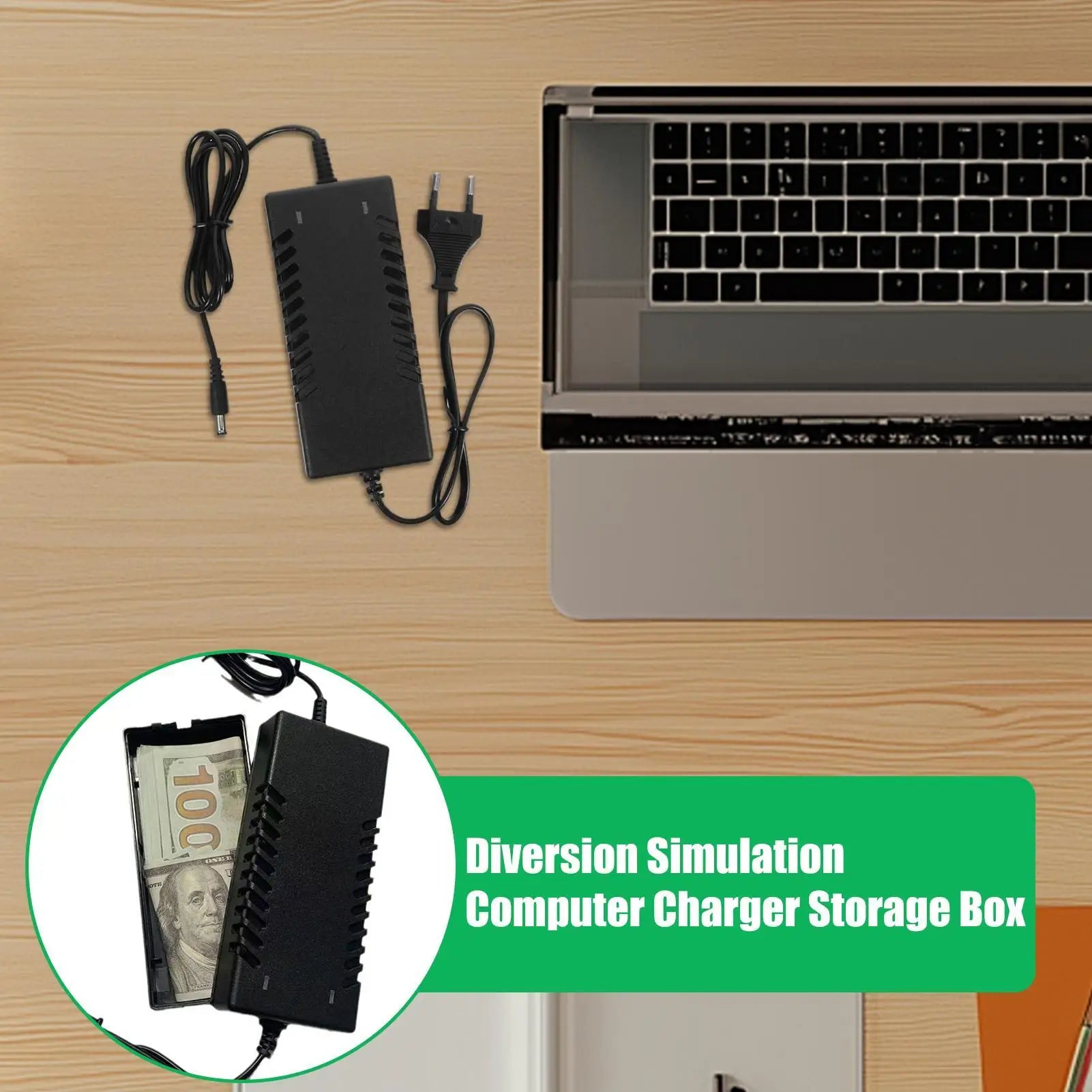 Simulated Computer Charger Storage Box Secret Money Case Safe Anti-theft Travel Storage Container Hiddens Jewelry Organizer