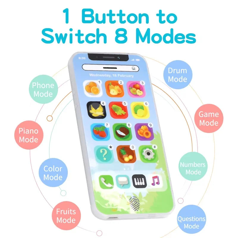 Kids Early Educational Mobile Phone Toy Children English Learning Music Cellphone with Light and Sound for Baby Infant Gift