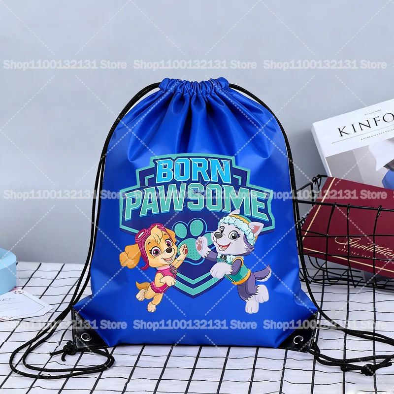 Paw Patrol Drawstring Bags Anime Chase Bundle Pockets Cartoon Portable Polyester Storage Pouches Boys Girls Shoulders Bag Gift