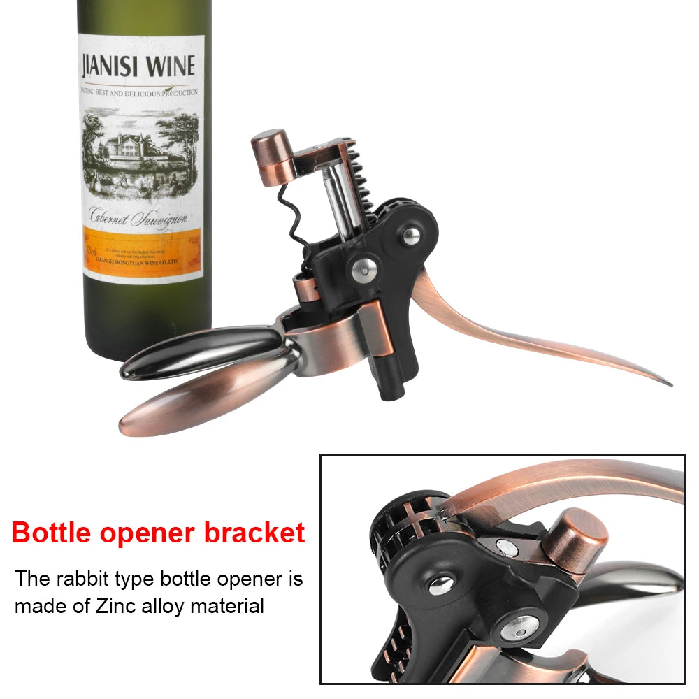 Bar Lever Corkscrew Zinc Alloy Barware Rabbit-Shaped Wine Opener Bottle Opener
