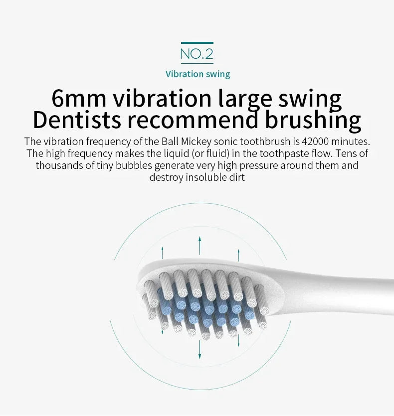 Electric Toothbrush Soft Bristles 6 Speed Automatic for Adults & Kids  Universal Smart Charging  All Ages Compatible