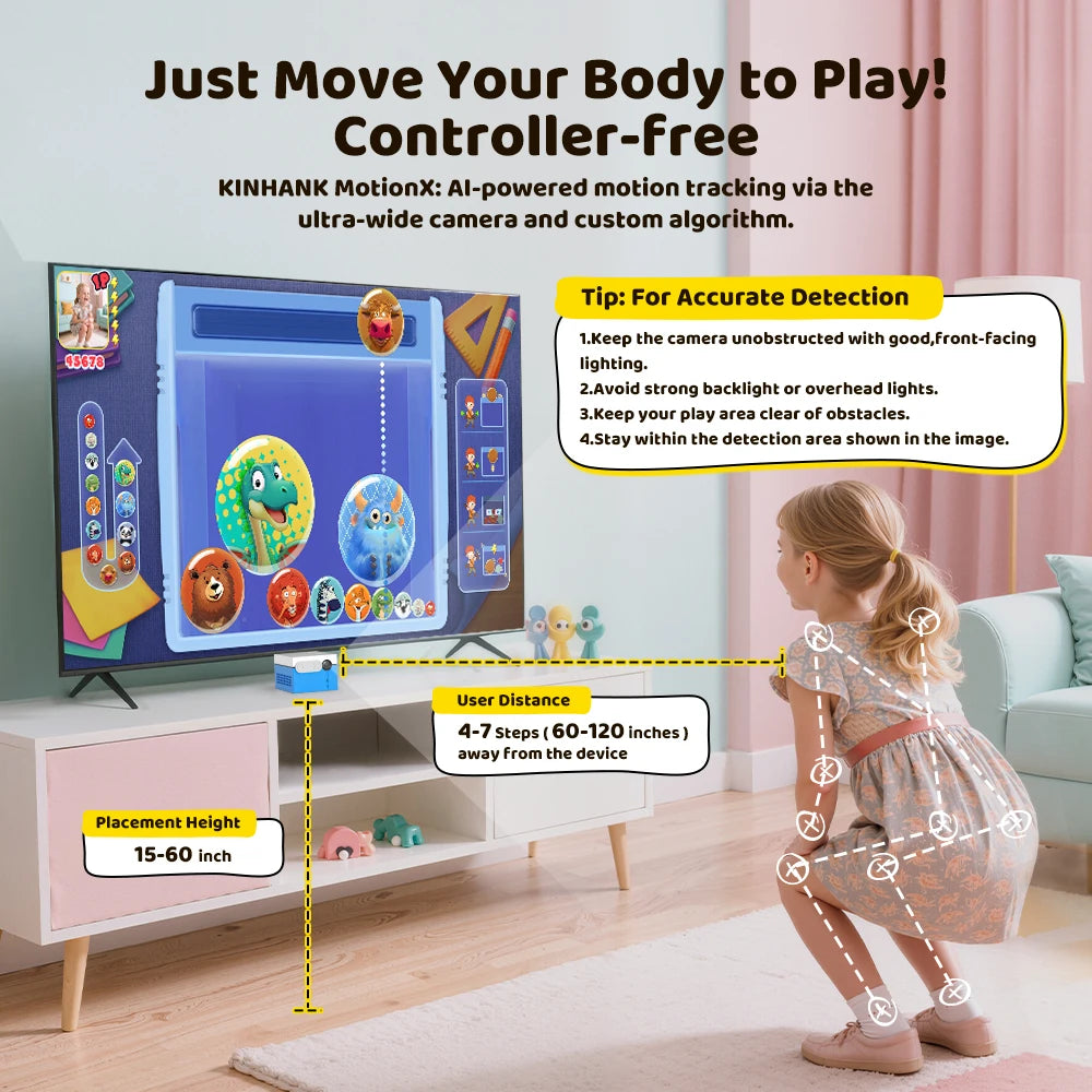 KINHANK MotionX Video Game Console for Kids & Families Ongoing Updates Kids Toy Active Play System Indoor Physical Activity