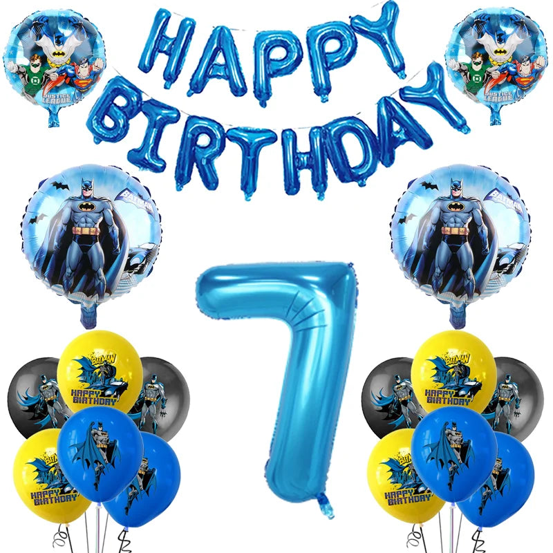 Party Tableware The Dark Hero Cartoon Boys Balloons Birthday Party Decoration Plate Cup Napkins Balloons Baby Shower Supplies