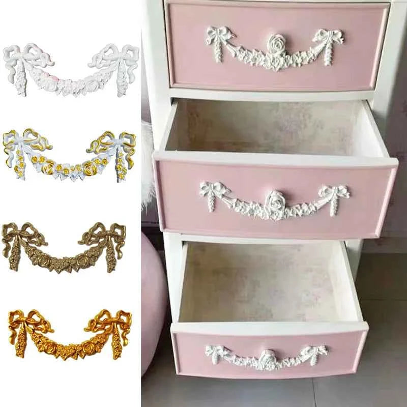 European Style Wall Decor Flower Frame Carving Crafts Wardrobe Wine Cabinet Decals Window Furniture Sliding Door Decor