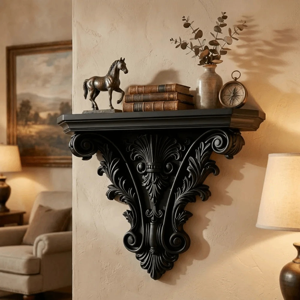 Durable 3D Printing Floating Shelf Unique Carving Gothic Wall Decor Decorative Retro Wall Mounted Shelves Goth Home Decor