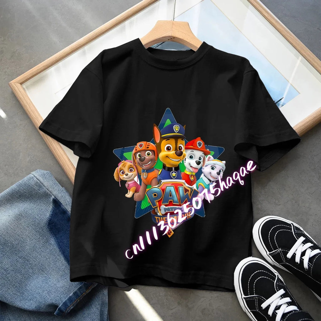 Summer PAW Patrol Children T-Shirts Cartoon Chase Skye Short Sleeves Top Tees Fashion Anime Girls Boys Shirts Kids Clothes Gift