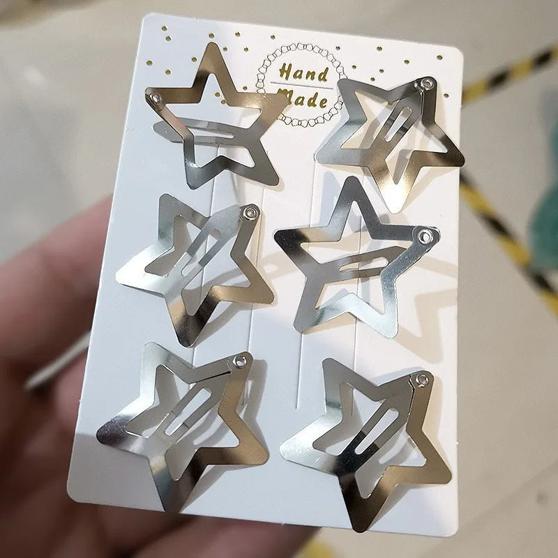 10/25/50/100pcs Y2K Silver Star Hair Clips High Quality Star Hair Clip Metal Clip Silver Pentagram Bb Clip Hair Accessory