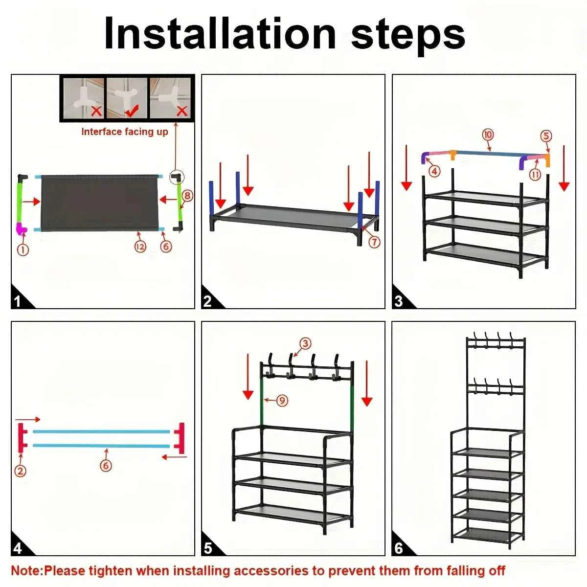 5-Level Metal Shoe Rack Tool-Free Setup Straightforward Design Multi-Purpose Shoes Boots And Sundries in Living Room Hallway