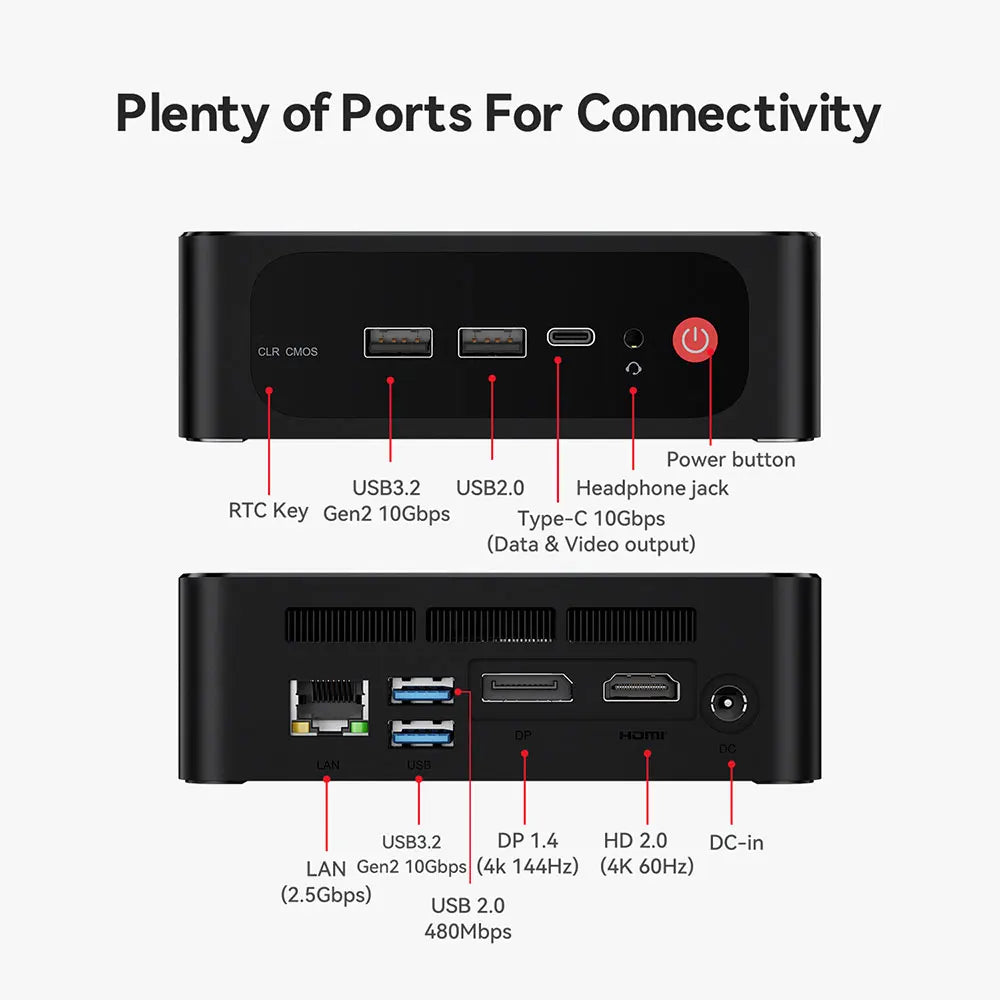 Beelink Ryzen 7 SER5 MAX 6800U SER5 MAX 7735HS 6800U Mini PC AMD DDR4 24GB RAM 500GB 24G1T SSD WiFi6 4K Desktop Computer