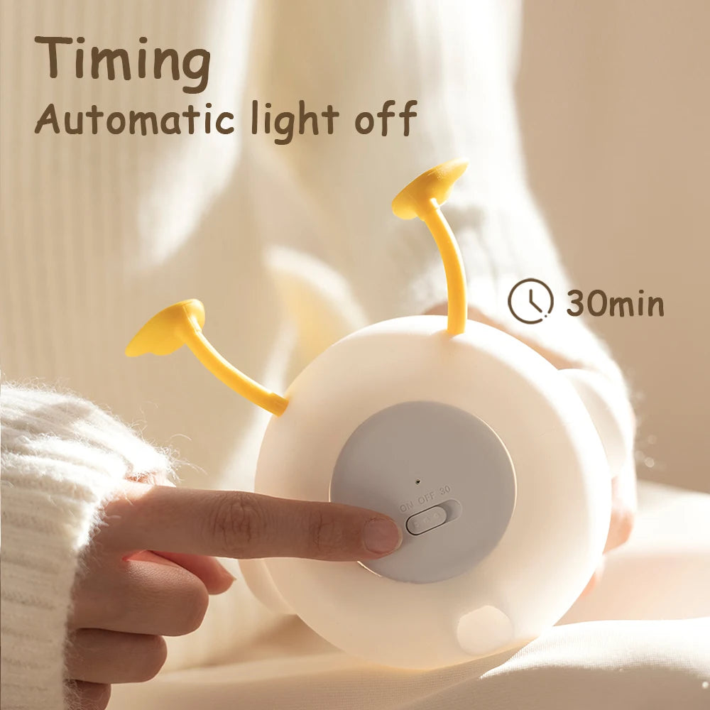 LED Night Light Cute Duck Cartoon Animals Silicone Lamp for Children Kid Touch Sensor Timing USB Rechargeable for Birthday Gifts