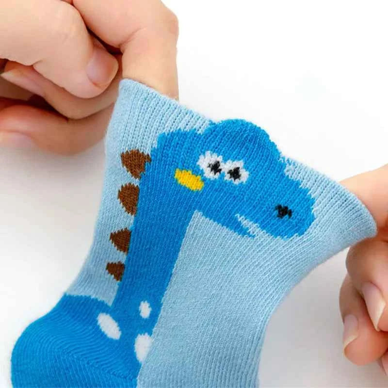 5 Pairs Kids Socks Cartoon Dinosaur Pattern Comfortable Children Socks For Boys And Girls