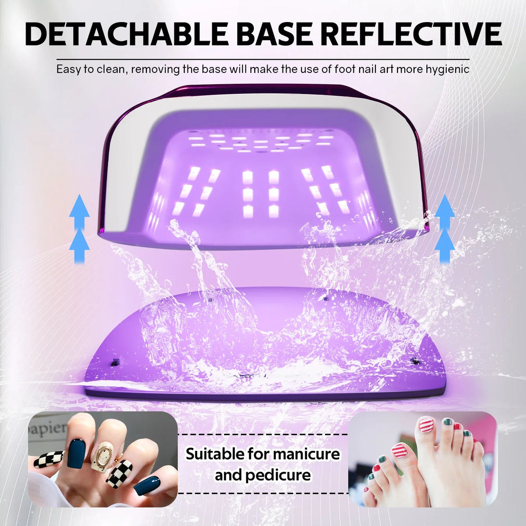 200W UV Nail Lamp 48 LEDs Nail Dryer Machine with LCD Screen Rechargeable Manicure Lamp for Curing All Nails Gel Nail Art Tools