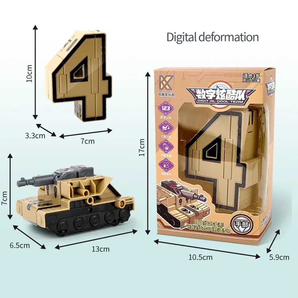 Kids Educational Deformation Toys: Digital Number Bots & Tank Warrior Transformation Robots