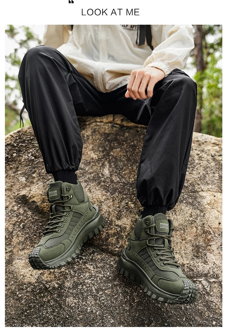 2026 New Outdoor Boots Men's High Top Thick Bottom Tactical Shoes Large Size 47 Hiking Sports Workwear Shoes 48 Casual Style