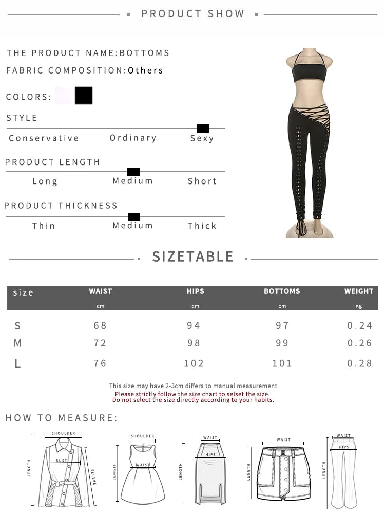 Weird Puss Sexy 2piece Set Women Hipster Halter Camisole+Shirring Hollow Pants Midnight Matching Stretch Clubwear Skinny Outfits
