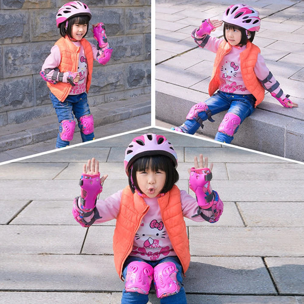 Kids Protective Gear Set - Knee & Elbow Pads & Wrist Guards for Ages 3-12 | Adjustable Safety Pads for Skateboarding, Cycling