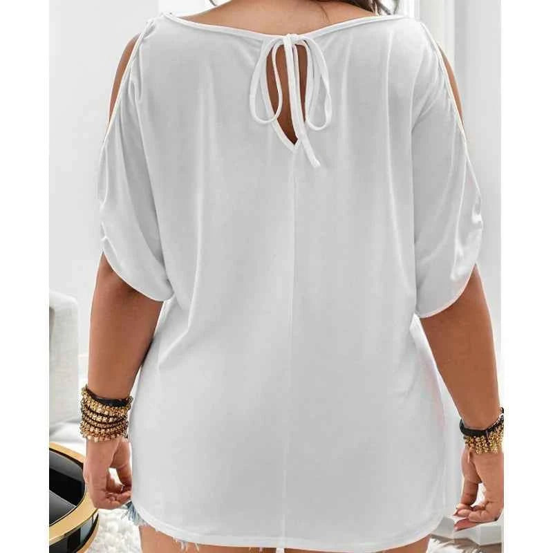 Pullover loose casual strapless solid color women's t-shirt