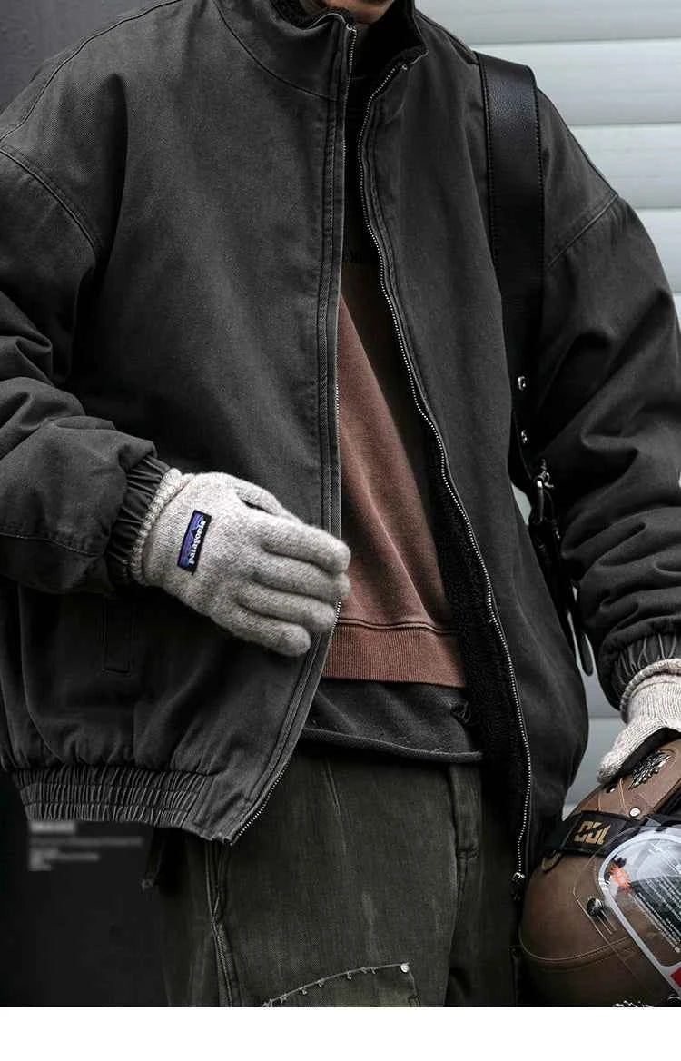 Japanese Vintage Polar Fleece Jacket Men Winter High Quality Thick Jacket Korean Streetwear Loose Couple Trendy Warm Coat Male