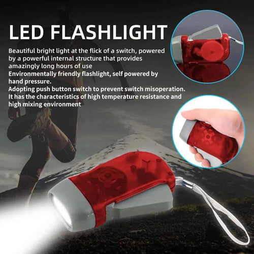 3 LED Hand Pressing Dynamo Crank Power Wind Up Flashlight Torch Light Hand Press Crank Camping Lamp Light for Outdoor Home