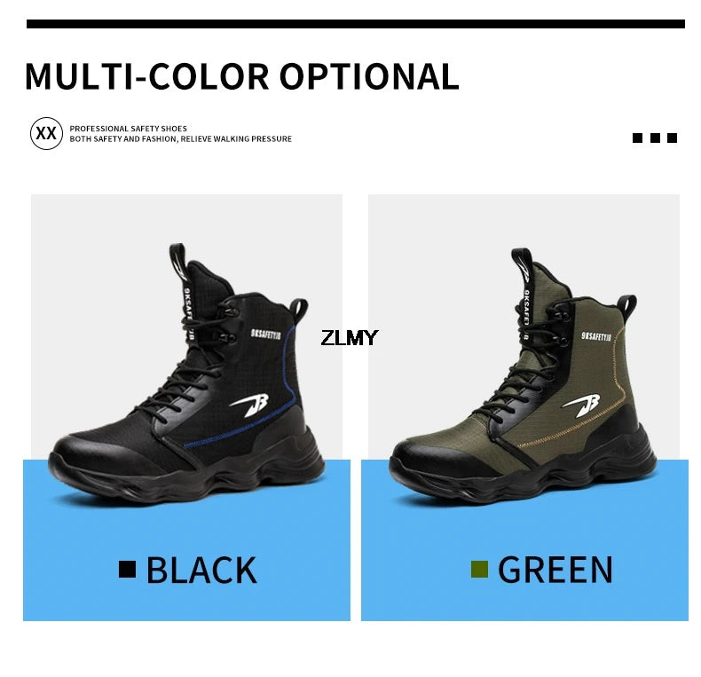 Dropshipping Men Safety Shoes Steel Toe Sneaker Lighweight Work Safety Boots Man High Top Puncture Proof Work Shoes Anti-smash