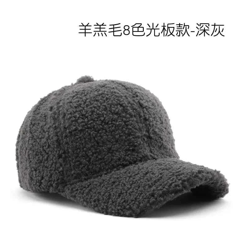 Autumn Winter Baseball Cap Women Artificial Lamb Wool Hats Keep Warm Cap Plush Baseball Caps Spring Baseball Cap Solid Sunshade
