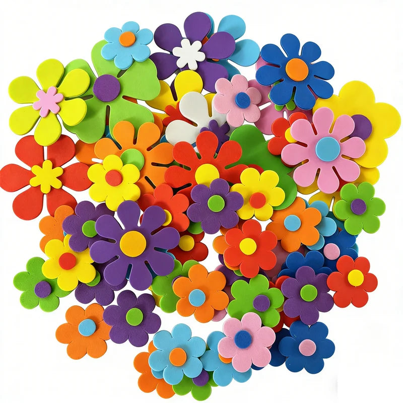 100PCS Glitter Foam Stickers Assorted Shapes Self-Adhesive Craft Stickers for Kids DIY Scrapbooking Card Making Classroom Decor