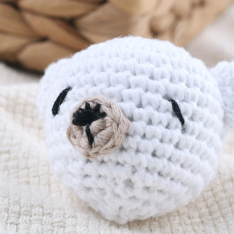 Crochet Animal Baby Pacifier Clip Accessories Handmade Knitted Bunny Teether Beads Newborn Nipple Clip Dummy Soother Holder Toy