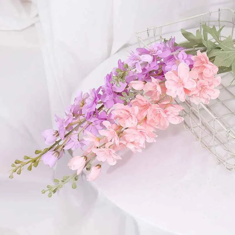 YeeNanee 6pcs Blue Delphinium Artificial Flowers Long Stem Larkspur for Wedding Centerpieces Floral Arrangements Home Vase Decor
