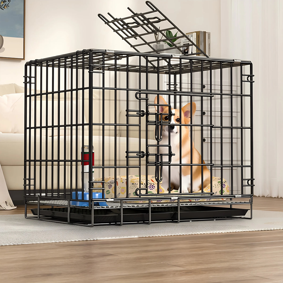 Foldable Pet Dog Cage Crate for Home and Car Use