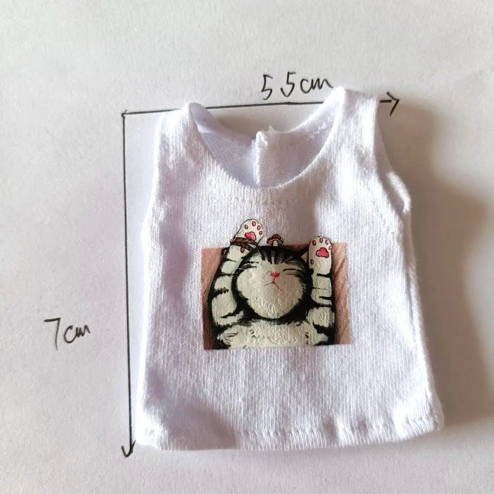 NEW Blyth Clothes T-Shirt Vest   Cute Cat print Vest clothes for Blyth, Momoko, Obistu, Licca , FR 1/6 Dolls Accessories