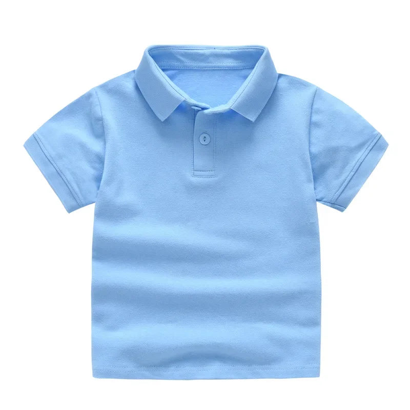 Summer Baby Boys Short Sleeve Solid Polo T-shirt Kids Cotton Clothes Toddler Girls Classical Polos T Shirt Tops School Uniform