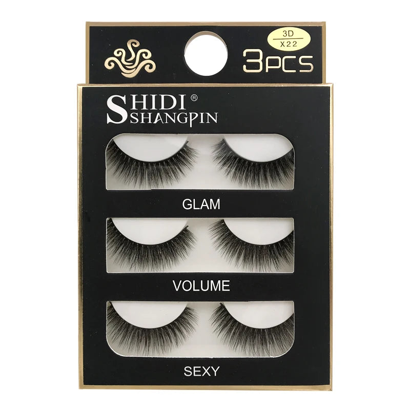 SHIDISHANGPIN 3 pairs 27 styles 3D Faux Mink Hair Soft False Eyelashes Fluffy Wispy Thick Fake Lash Handmade Eyelash Eye Makeup