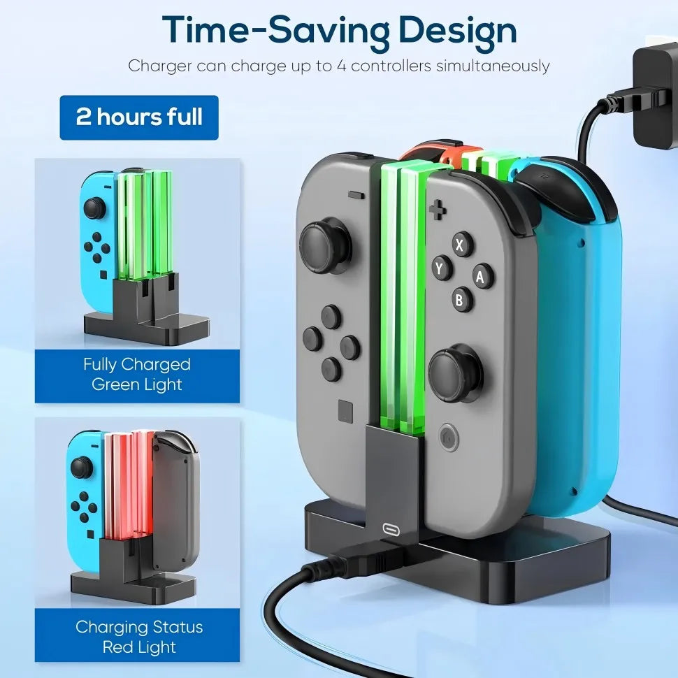 4 In 1 LED Charger Stand Dock Station Indicater for Nintendo Switch NS for Joy-Con Controller Stand Holder Charging Dock Station