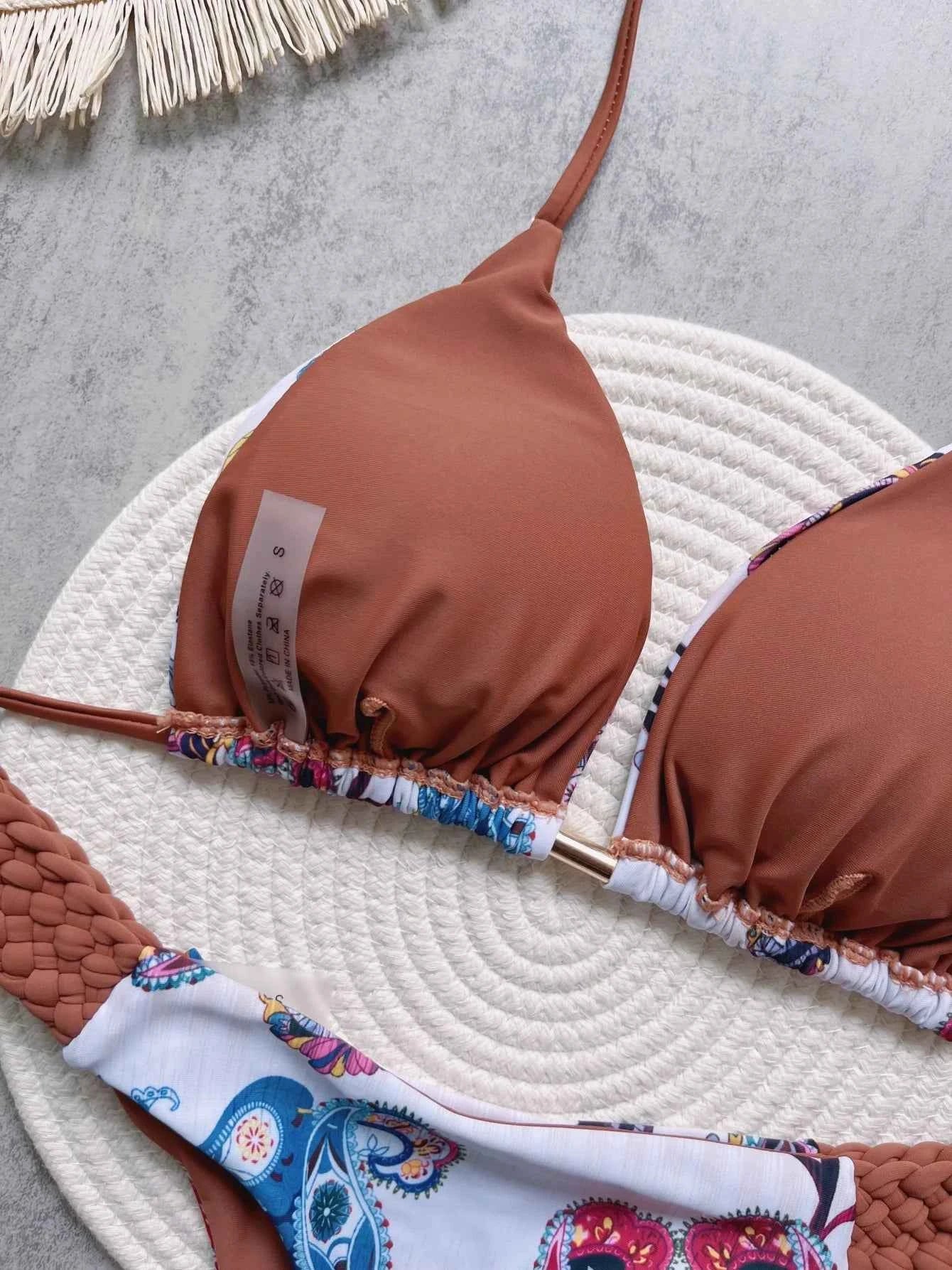RUOTONSEPT Print Halter Mini Thong High Cut Bikini Female Swimsuit Women Swimwear Two-pieces Bikini set Bather Bathing Suit Swim