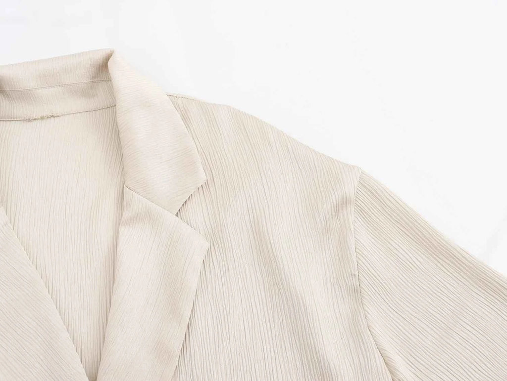 Autumn New Women's Clothing European And American Style Fashionable Wrinkled Suit Jacket Casual Pants Set