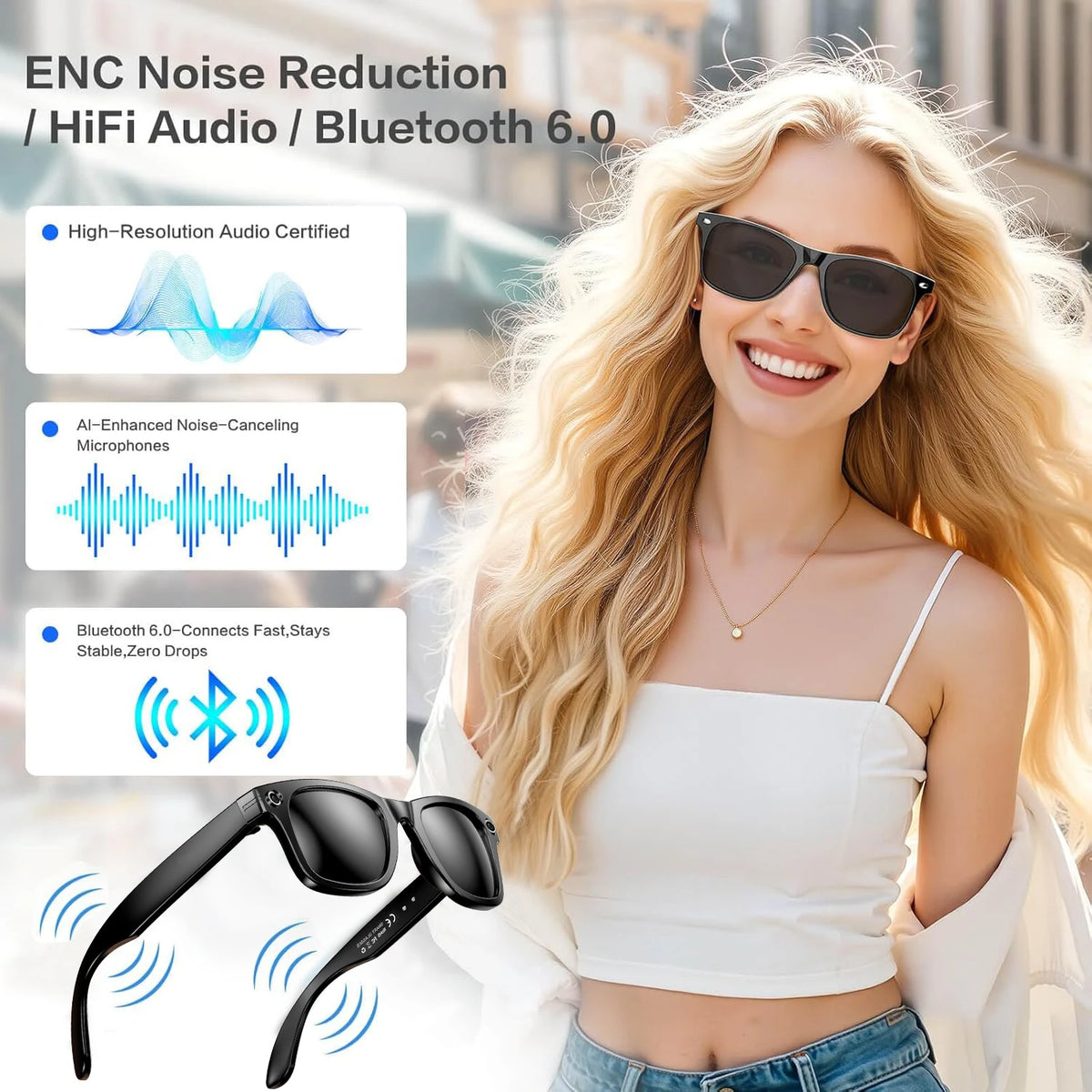 AI Smart Camera Glasses With 4K Photo And Video Recording