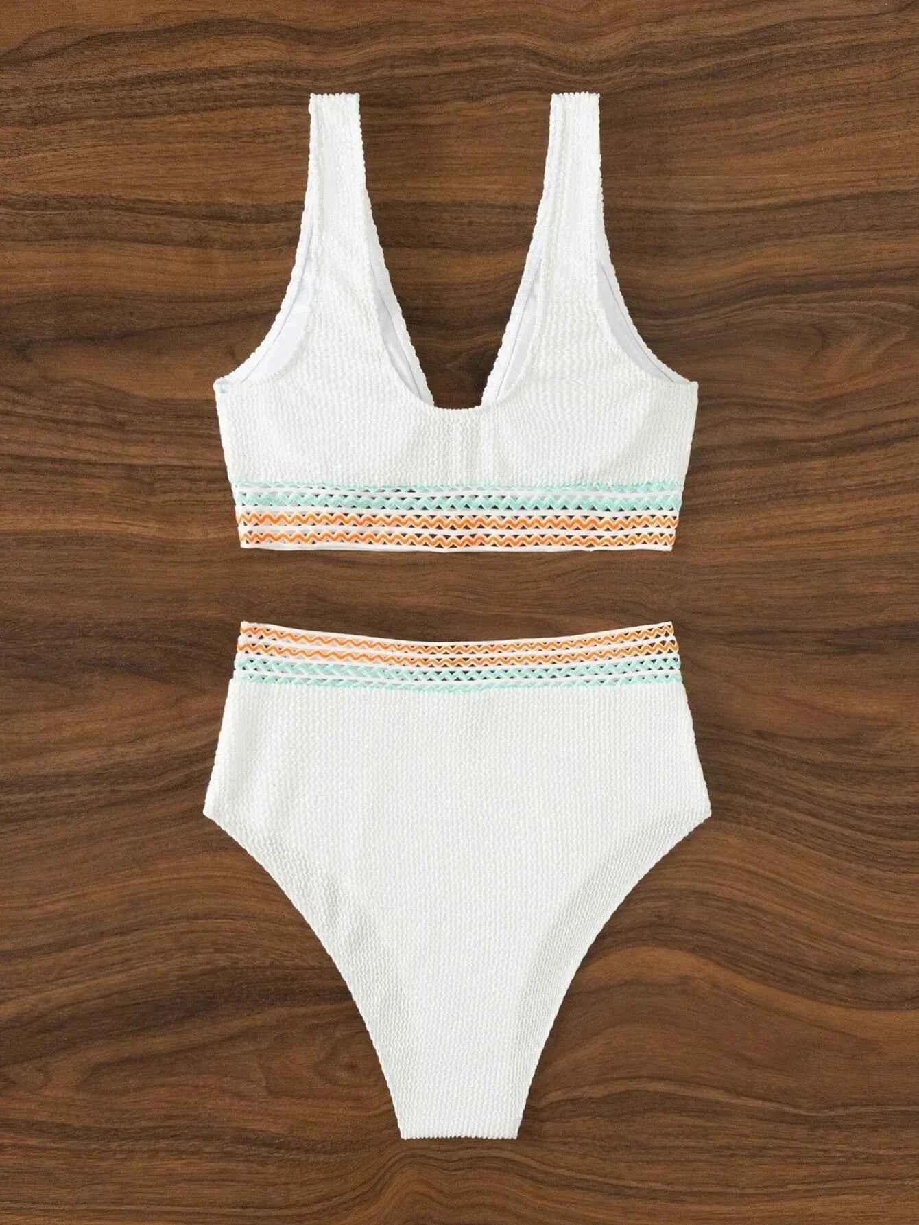 VigoBreviya 2026 White Strapped Swimwear Women Sexy High Waist Cut Bikini Push Up Swimsuit Backless Summer Beach Bathing Suit