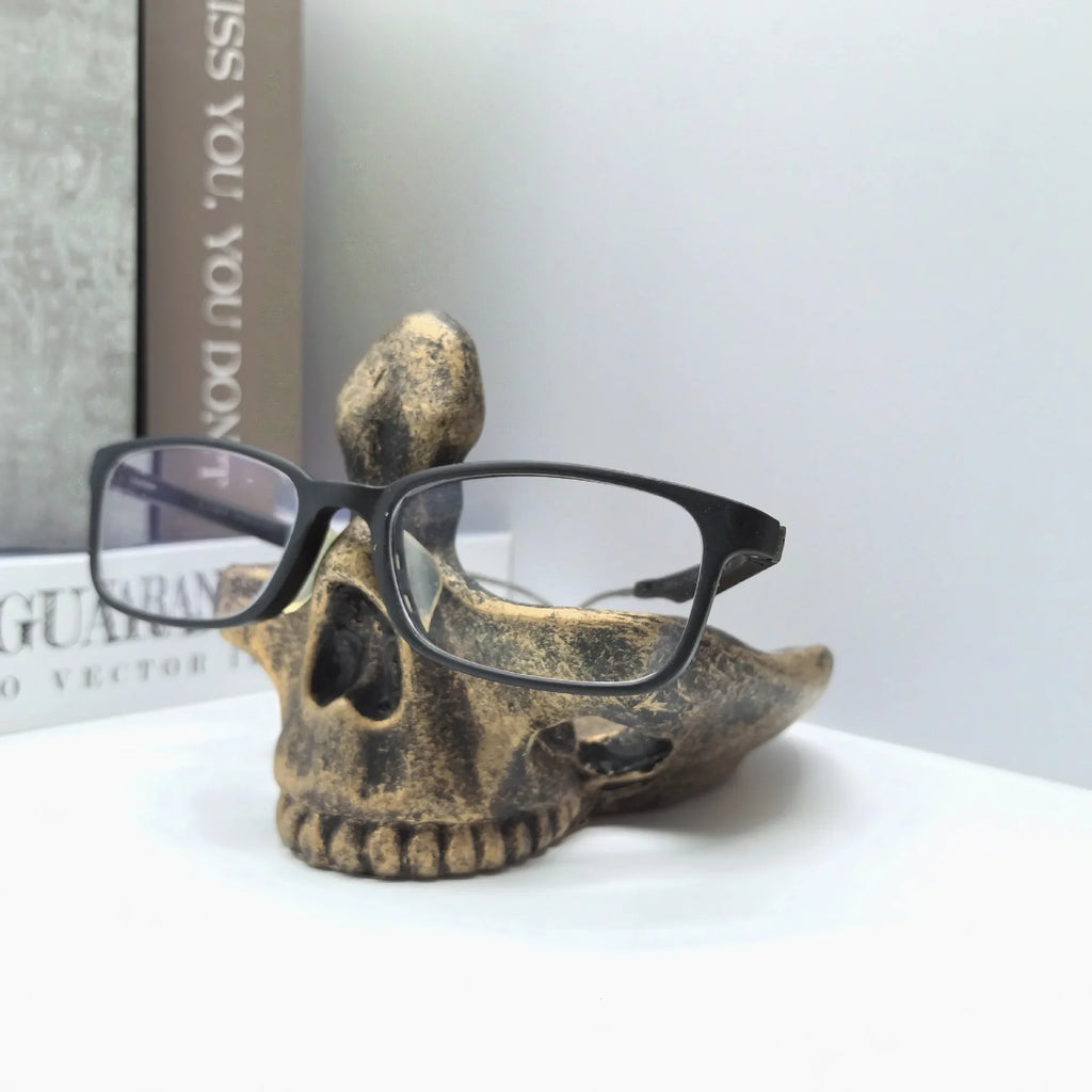 Mobile Phone Holder Creative Skull Glasses Storage Stand Jewelry Organizer Rack Art Home Decoration Resin Table Ornaments Gift