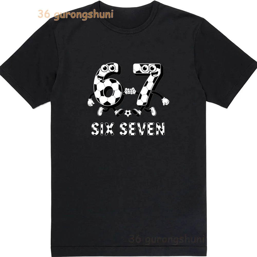 Children 67 print Clothes Kids black T Shirt For Boys Shirts baby T-shirts 6 7 summer Tops For Girl clothing boy Short Sleeve