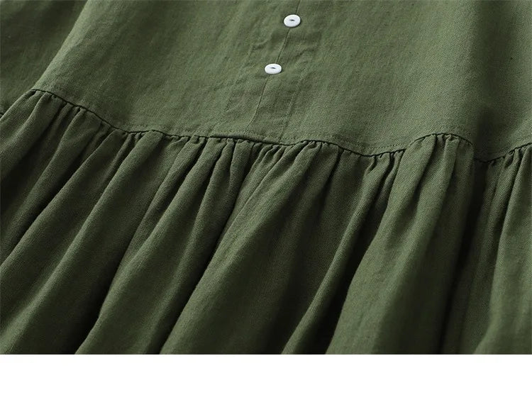 2026 New Women's Cotton Linen Sleeveless Dress Casual V Neck Button Down Loose Midi Dresses for Summer Women's Casual Dresses