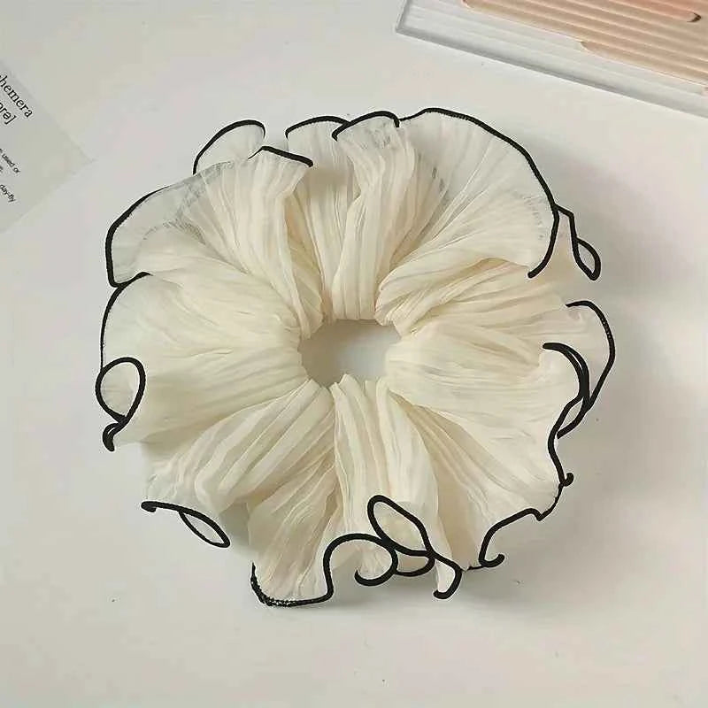 1/4Pcs New Korean Retro Folded Chiffon Oversize Scrunchies Women Sweet Temperament Fashion Exaggerated Hair Band Hair Accessorie