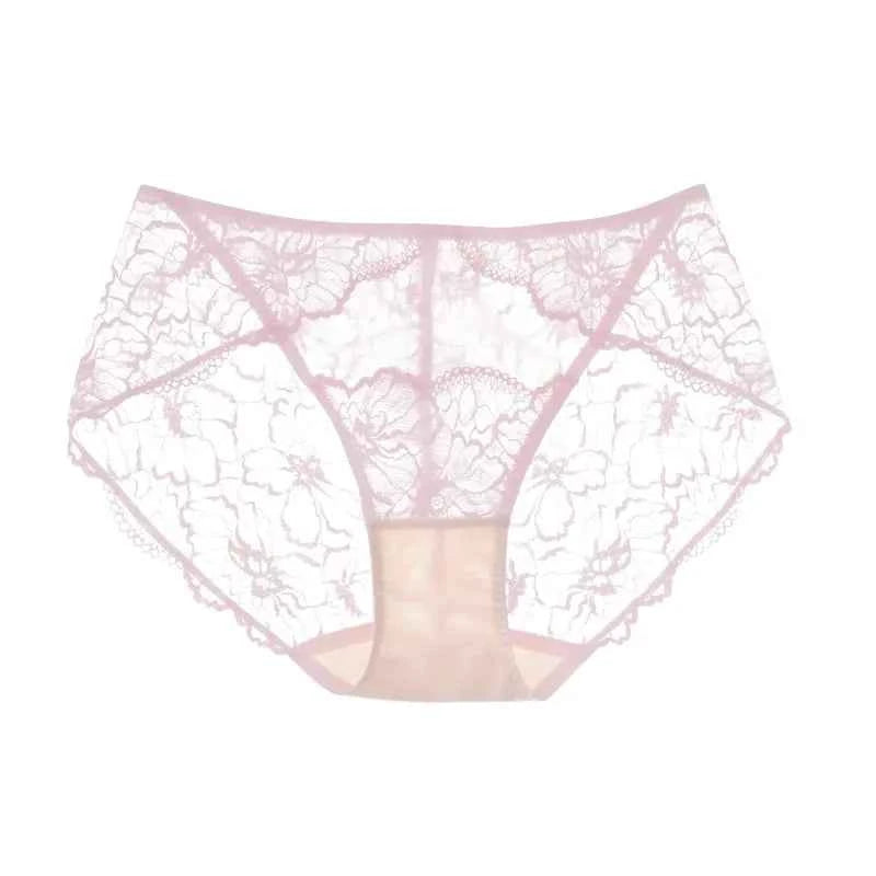 SUJIIN Sexy Lace Panties for Women Black Underwear Female French Mid Waist Breathable Antibacterial Brief Women's Intimates N204