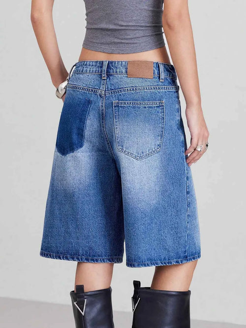American Retro Style Five-Piece Denim Shorts for Women - Summer Spring 2025 Collection - High-Waisted  Loose-Fitting  Slimming