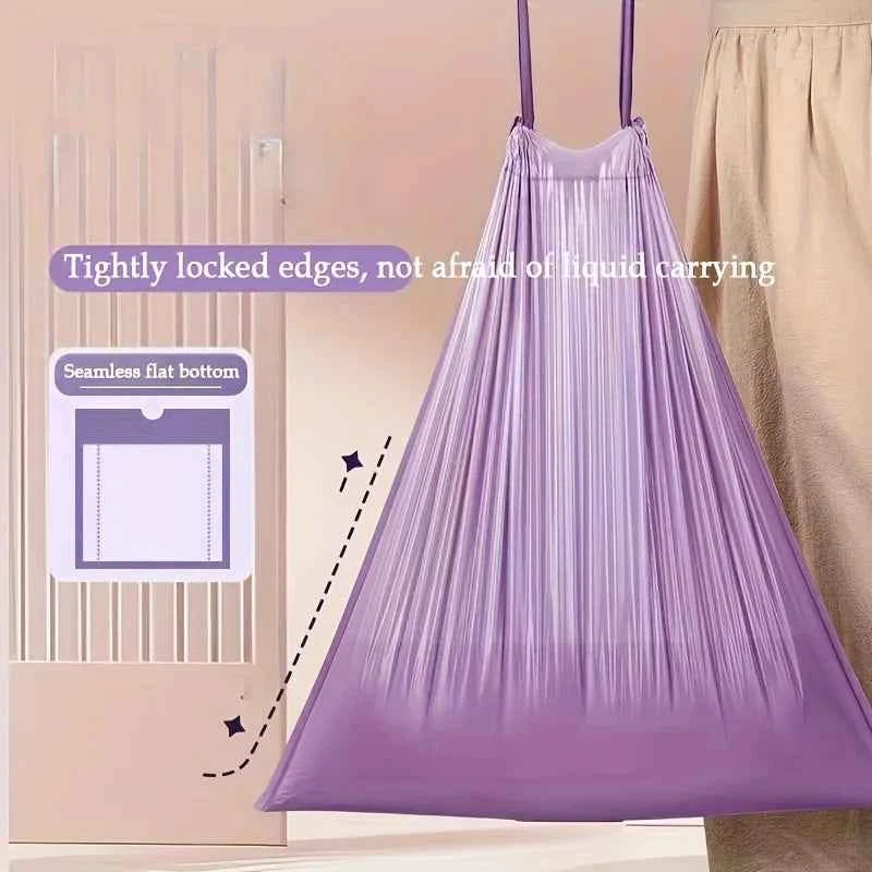 Purple Drawstring Trash Bags 100-Pack Thick Leak-Proof Disposable Garbage Bags for Kitchen Bathroom Home Trash Cans