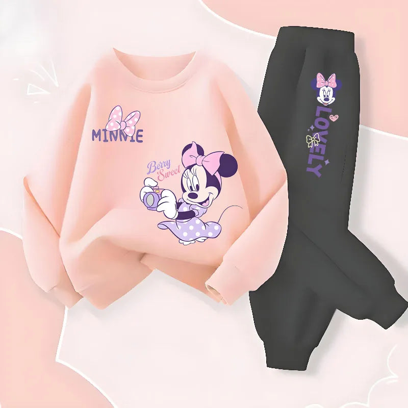 Children's Spring Autumn Long Sleeve Clothing Girls Pullover Long Pant Two Piece Sets Cartoon Printed Kids 2pcs Sets Tracksuit