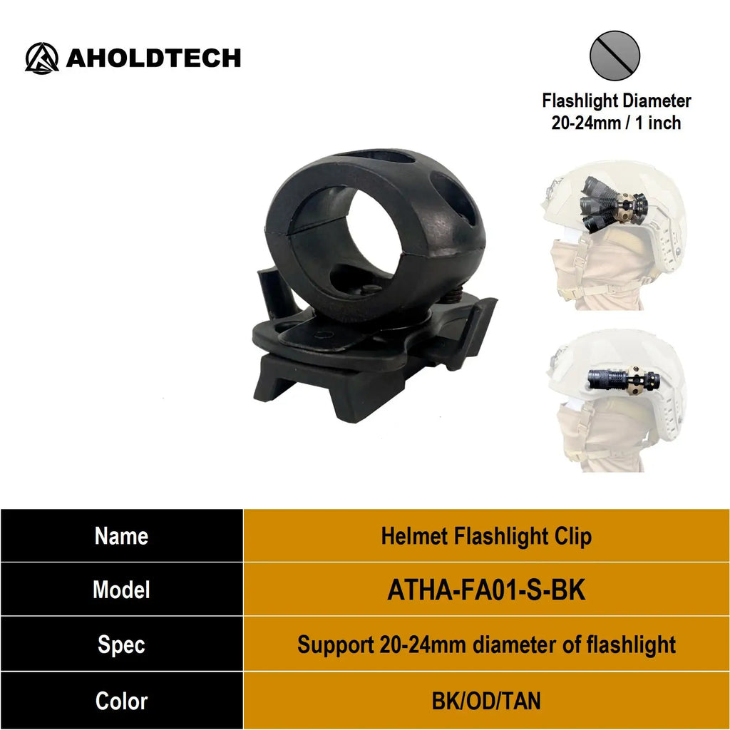 Aholdtech Tactical Bulletproof Helmet Accessories Flashlight Holder Light Clamp And NVG Mount Connector for Gopro Hero Cameras